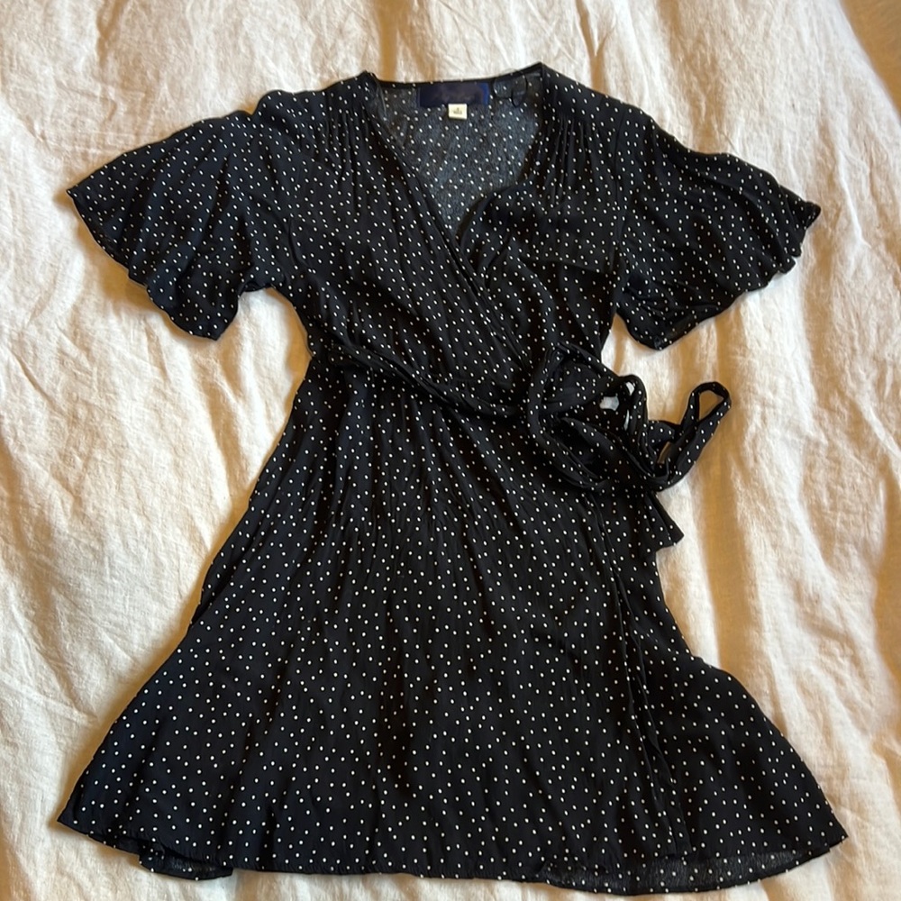 Black Polka Dot Wrap Dress
